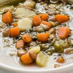 instant-pot-healthy-lentil-and-spinach-soup Instant pot healthy lentil and spinach soup. Golden lentils with spinach, vegetables, and spices cooked in an electric instant pot. Easy and healthy! #pressurecooker #instantpot #healthy #vegetarian #vegan #soup