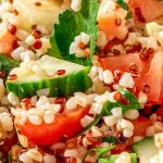 instant-pot-vegan-quinoa-tabbouleh-salad-recipe Instant pot vegan quinoa tabbouleh salad recipe. Healthy and easy Mediterranean salad cooked in an electric instant pot. #instantpot #pressurecooker #vegean #vegetarian #salad #healthy #homemade