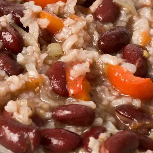 Instant pot vegetarian red beans and rice recipe. Learn how to cook easy and healthy vegetarian red beans and rice in an electric instant pot. #instantpot #pressurecooker #vegetarian #healthy #dinner #beans #rice #homemade