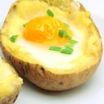 Air fryer egg stuffed potatoes recipe. Learn how to cook delicious egg-stuffed potatoes in an air fryer. #airfreyerrecipes #dinner #easy #healthy #vegetarian #stuffed