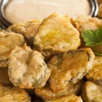 Air fried pickles recipe. Cook pickles in an air fryer. Easy and yummy appetizer! #airfryer #appwtizers #healthy #vegetarian #vegan #yummy