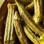 Air fryer okra chips recipe. Learn how to cook a healthy and easy appetizer in an air fryer. #airfryer #chips #healthy #vegetarian #vegan #appetizers #party