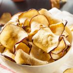 Air fryer apple chips recipe. Cook healthy, easy, and yummy snacks in an air fryer. #airfryer #snacks #appetizers #healthy #vegetarian #vegan