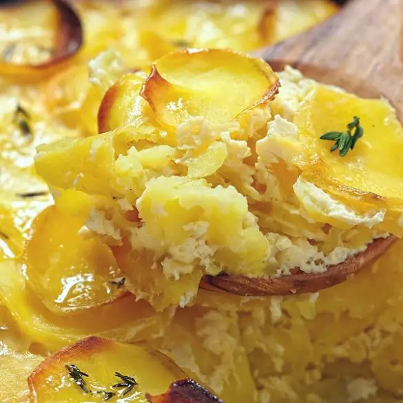 air-fryer-scalloped-potatoes-recipe Air fryer scalloped potatoes recipe. learn how to cook delicious scalloped potatoes (potatoes au gratin) in an air fryer. Easy and delicious! #airfryer #dinner #vegetarian #healthy 3potatoes #scalloped