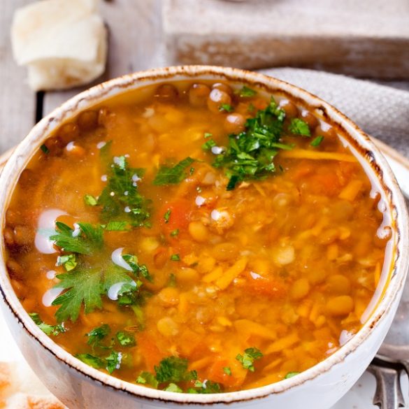 Instant pot lentil soup recipe. Yummy lentil soup cooked in an electric instant pot. #pressurecooker #instantpot #soups #lentil #dinner #vegetarian #vegan