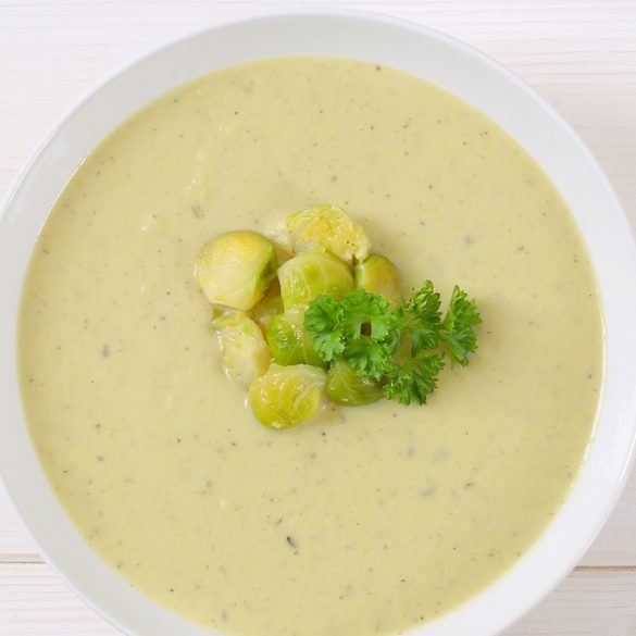 Slow cooker Brussels sprouts soup recipe. Who doesn't love a good slow cooker recipe? This Brussels sprouts soup is the perfect meal for a chilly day. #slowcooker #crokpot #soups #vegetarian #easy #healthy #homemade