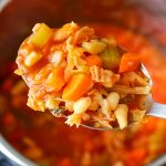 instant-pot-minestrone-soup-recipe Instant pot minestrone soup recipe. This easy Instant pot minestrone soup recipe is a delicious, healthy, and warming dish. It's packed with veggies and only takes 20 minutes to cook. #pressurecooker #instantpot #minestrone #soup #vegetarian #vegan #dinner #healthy