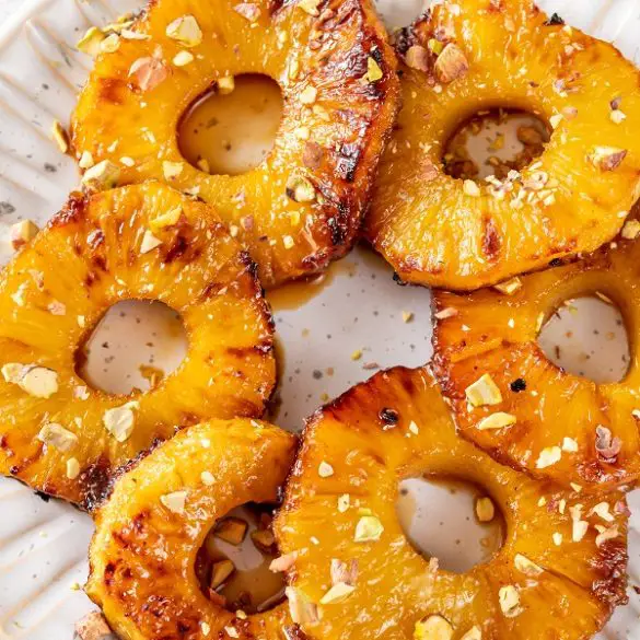 air-fryer-golden-pineapple-rings Air fryer golden pineapple rings. There are no words to describe how much I love these pineapple rings. They are the perfect snack or dessert! #airfryer #appetizers #snacks #healthy #homemade #recipes #pineapples #vegetarian #vegan